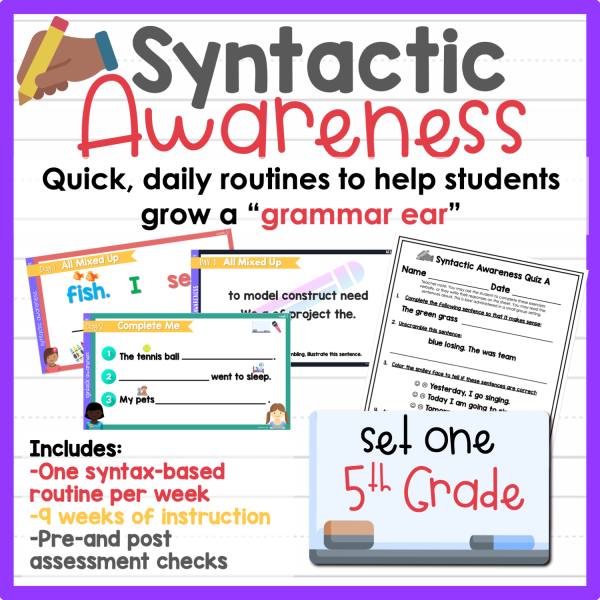 5th Grade Syntactic Awareness Set 1