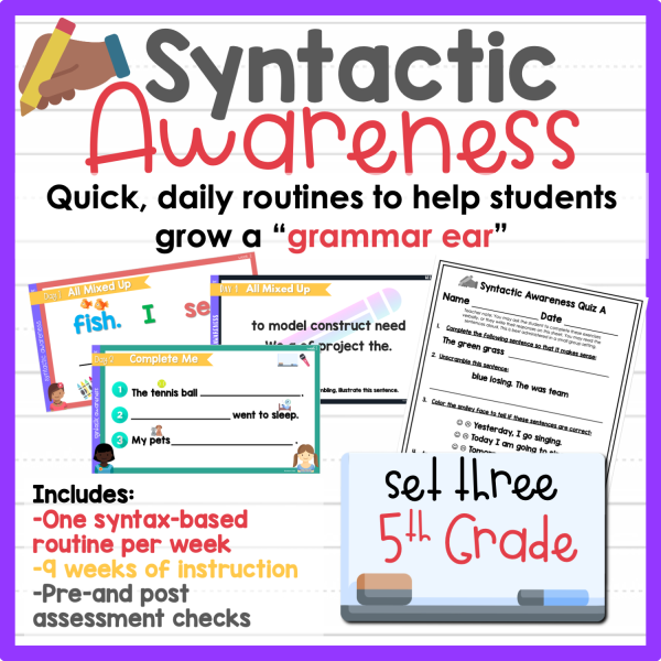 5th Grade Syntactic Awareness Set 3